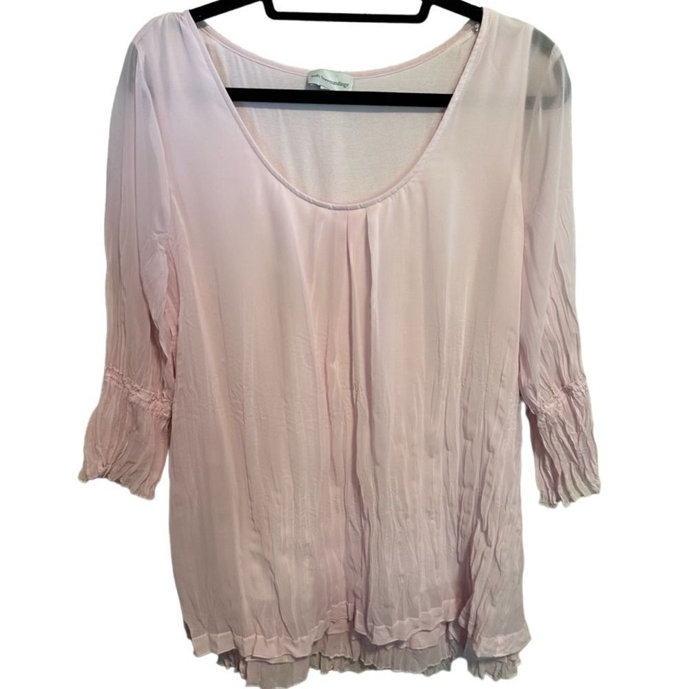 Soft Surroundings- Women’s Light Pink Crinkle Layered Blouse, No Size